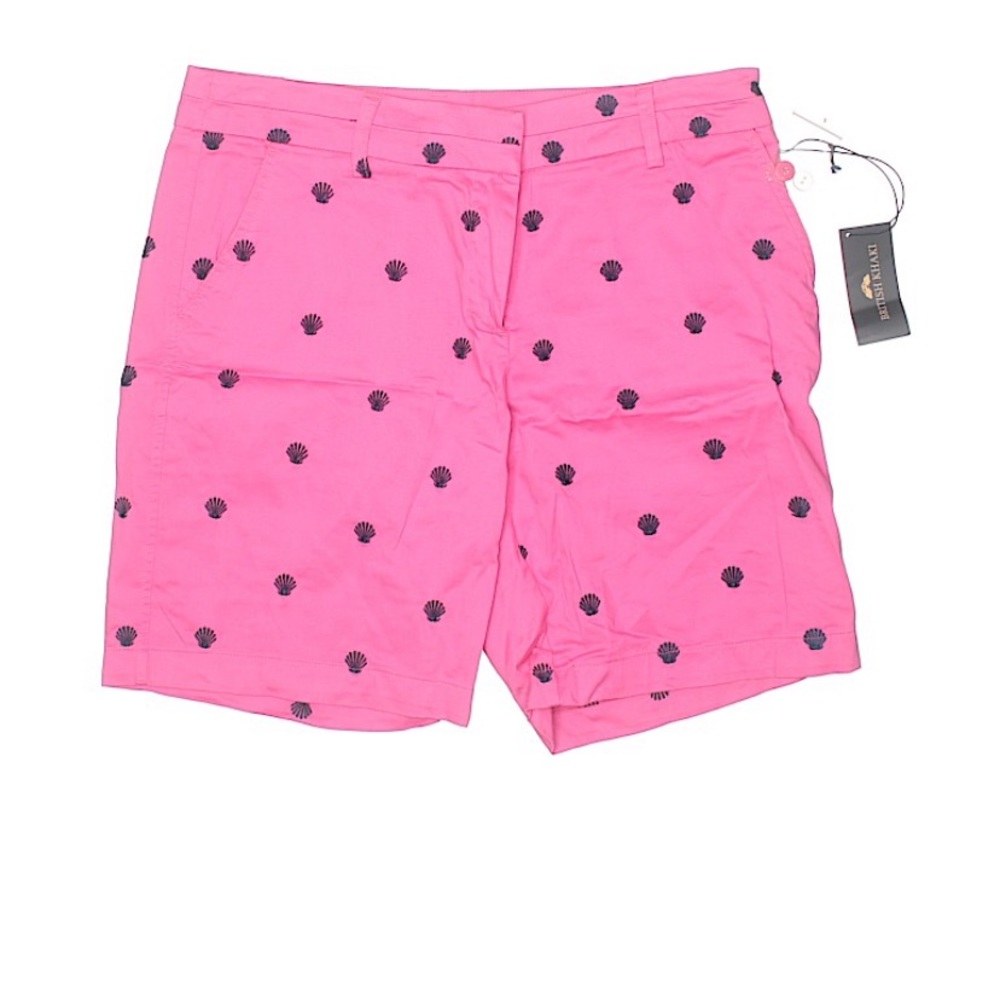 BRITISH KHAKI PINK BERMUDA SHORTS WITH NAVY SHELLS